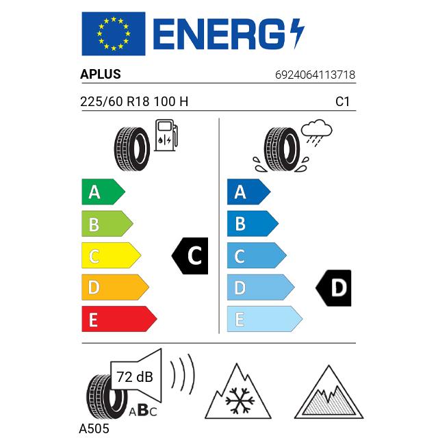 Eticheta Energetica Anvelope  225 60 R18 Aplus A505 