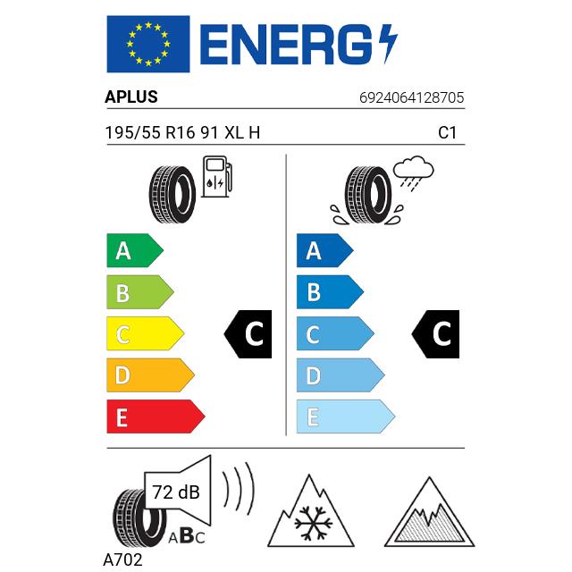 Eticheta Energetica Anvelope  195 55 R16 Aplus A702 