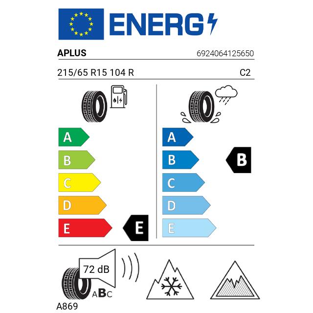 Eticheta Energetica Anvelope  215 65 R15 Aplus A869 