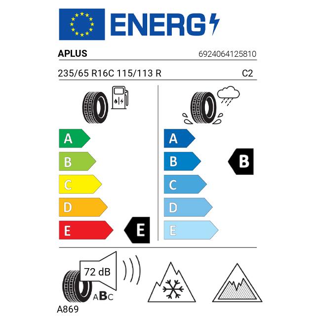 Eticheta Energetica Anvelope  235 65 R16C Aplus A869 