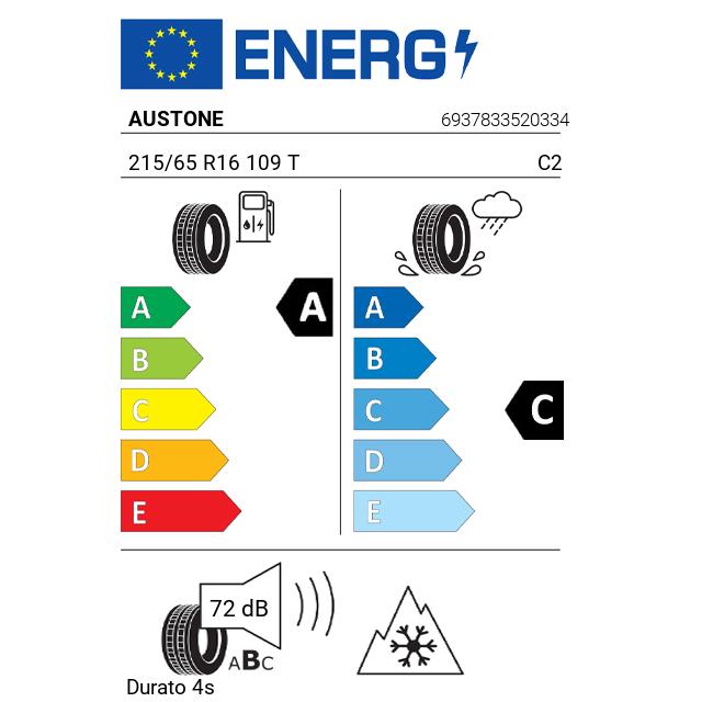 Eticheta Energetica Anvelope  215 65 R16 Austone Durato 4s 