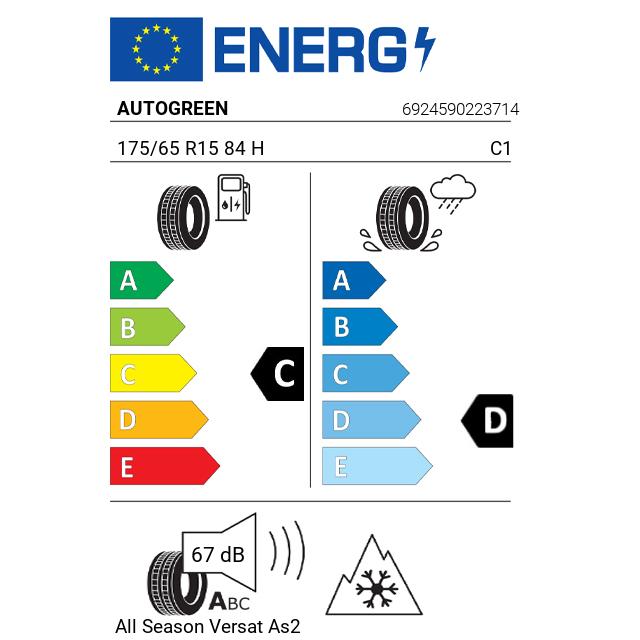 Eticheta Energetica Anvelope  175 65 R15 Autogreen  Versat As2 