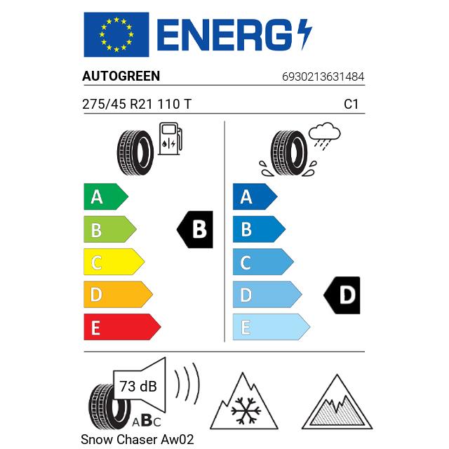 Eticheta Energetica Anvelope  275 45 R21 Autogreen Snow Chaser Aw02 