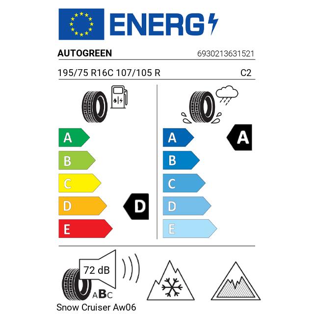 Eticheta Energetica Anvelope  195 75 R16C Autogreen Snow Cruiser Aw06 