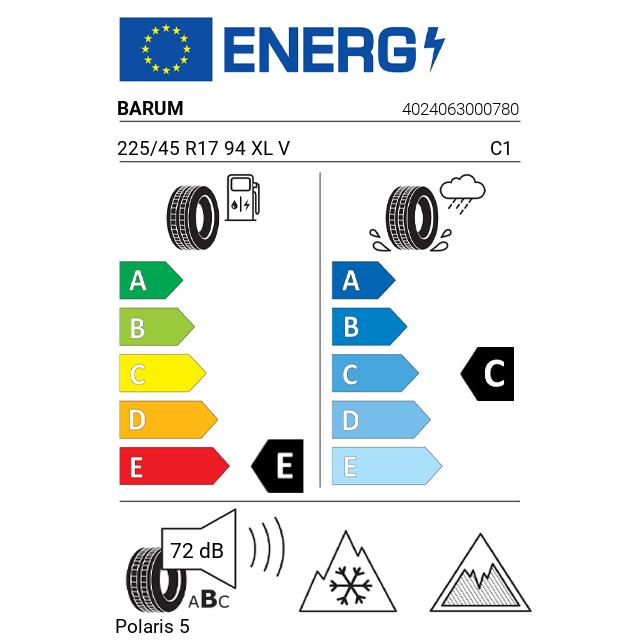 Eticheta Energetica Anvelope  225 45 R17 Barum Polaris 5 