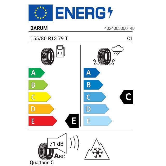Eticheta Energetica Anvelope  155 80 R13 Barum Quartaris 5 