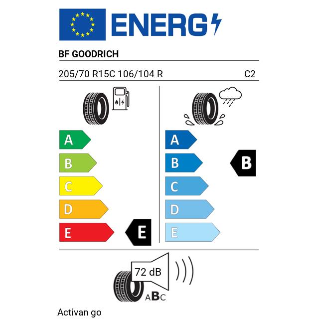 Eticheta Energetica Anvelope  205 70 R15C Bf Goodrich Activan Go 