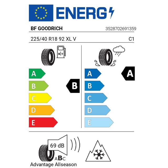 Eticheta Energetica Anvelope  225 40 R18 Bf Goodrich Advantage Allseason 
