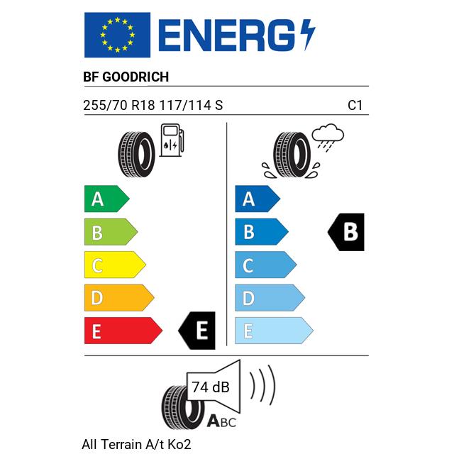 Eticheta Energetica Anvelope  255 70 R18 Bf Goodrich All Terrain A/t Ko2 