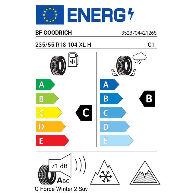 Eticheta Energetica Anvelope  235 55 R18 Bf Goodrich G Force Winter 2 Suv 