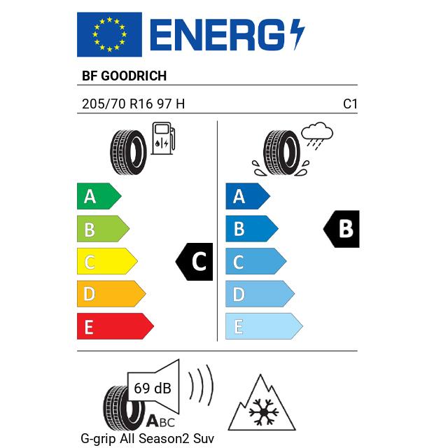 Eticheta Energetica Anvelope  205 70 R16 Bf Goodrich G-grip 2 Suv 