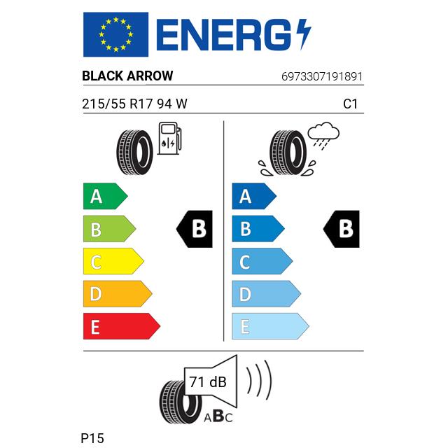 Eticheta Energetica Anvelope  215 55 R17 Black Arrow P15 