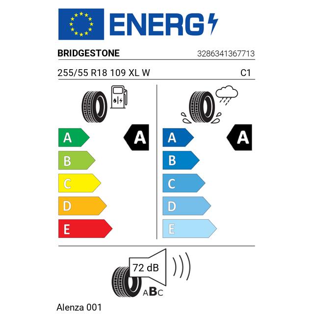 Eticheta Energetica Anvelope  255 55 R18 Bridgestone Alenza 001 