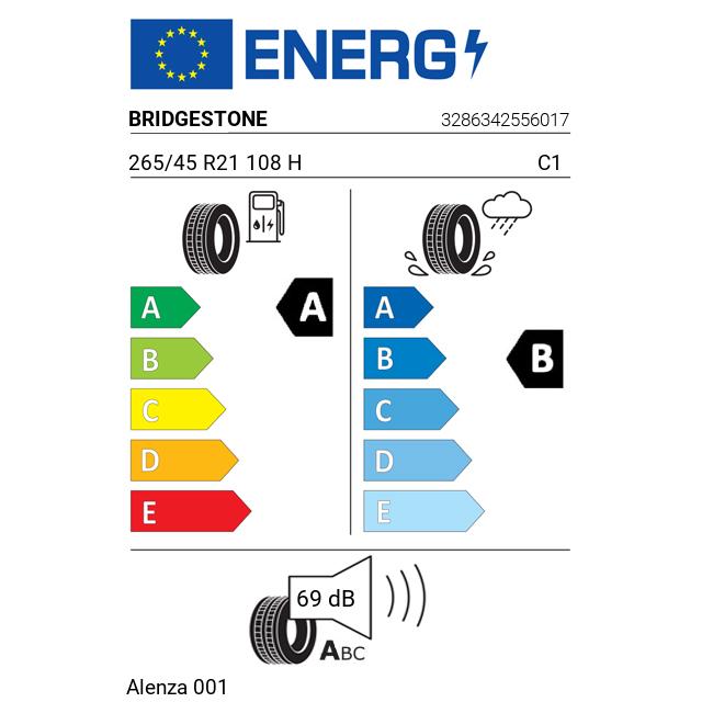 Eticheta Energetica Anvelope  265 45 R21 Bridgestone Alenza 001 