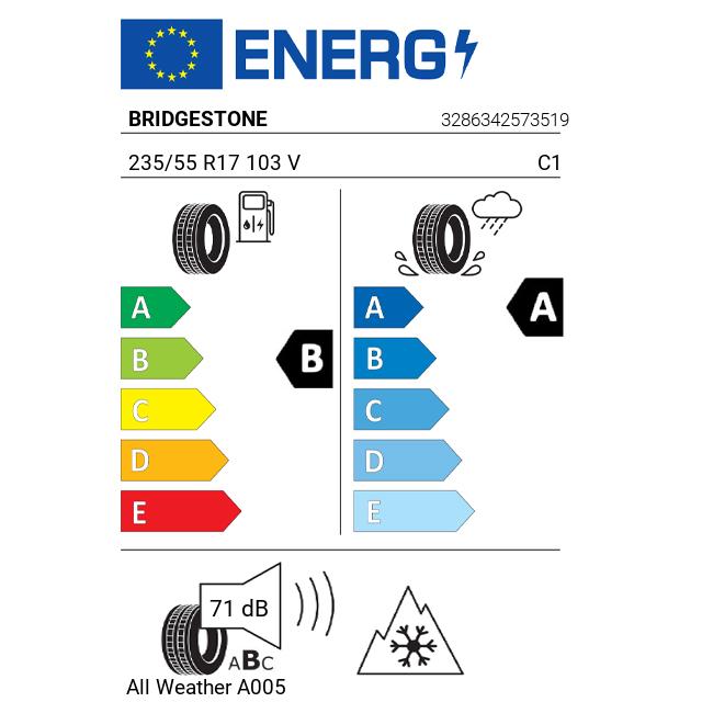 Eticheta Energetica Anvelope  235 55 R17 Bridgestone All Weather A005 