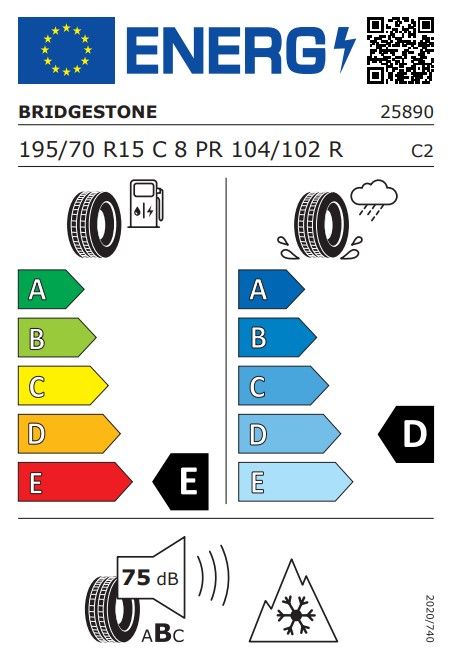 Eticheta Energetica Anvelope  195 70 R15C Bridgestone Blizzak W995 