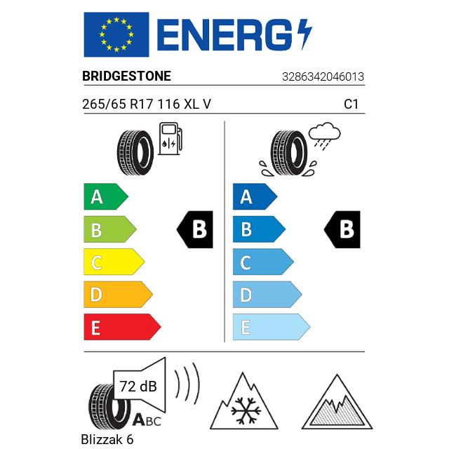 Eticheta Energetica Anvelope  265 65 R17 Bridgestone Blizzak 6 