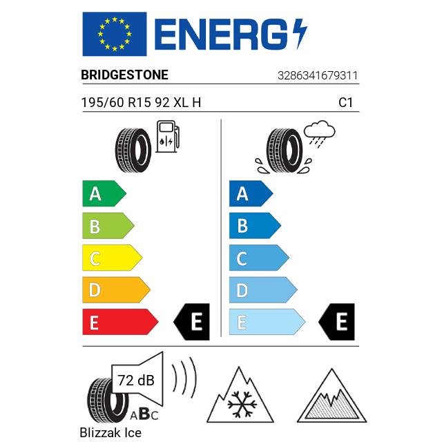 Eticheta Energetica Anvelope  195 60 R15 Bridgestone Blizzak Ice 