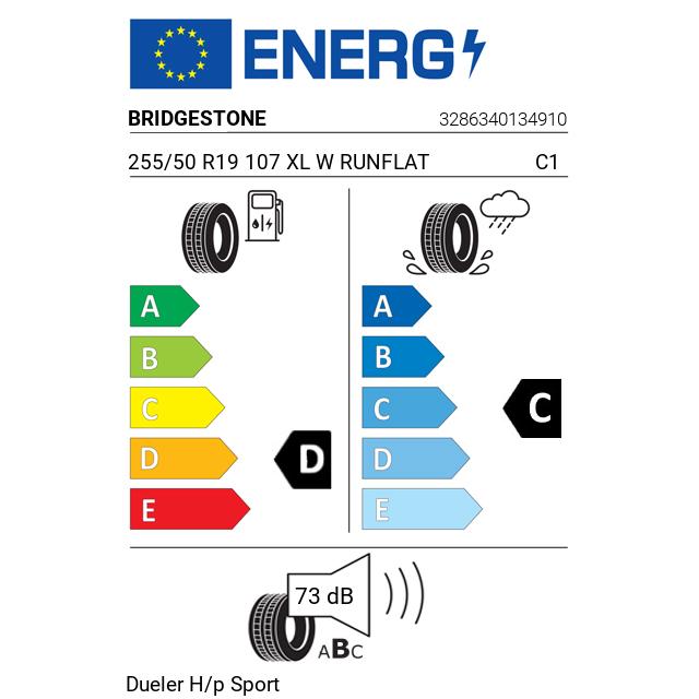 Eticheta Energetica Anvelope  255 50 R19 Bridgestone Dueler H/p Sport 