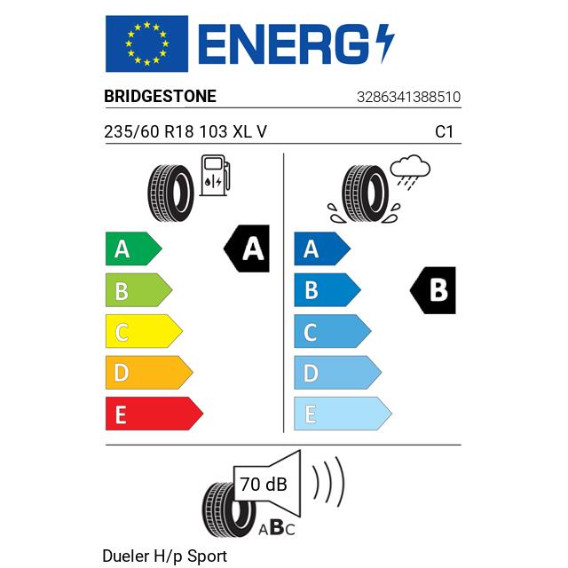Eticheta Energetica Anvelope  235 60 R18 Bridgestone Dueler H/p Sport 