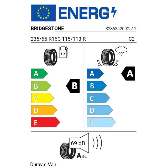 Eticheta Energetica Anvelope  235 65 R16C Bridgestone Duravis Van 