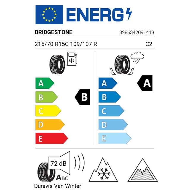 Eticheta Energetica Anvelope  215 70 R15C Bridgestone Duravis Van Winter 