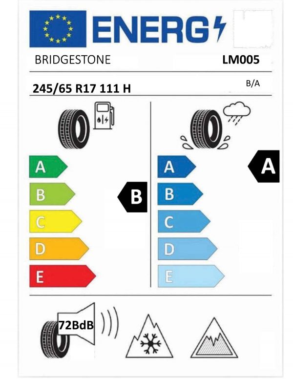 Eticheta Energetica Anvelope  245 65 R17 Bridgestone Lm005 