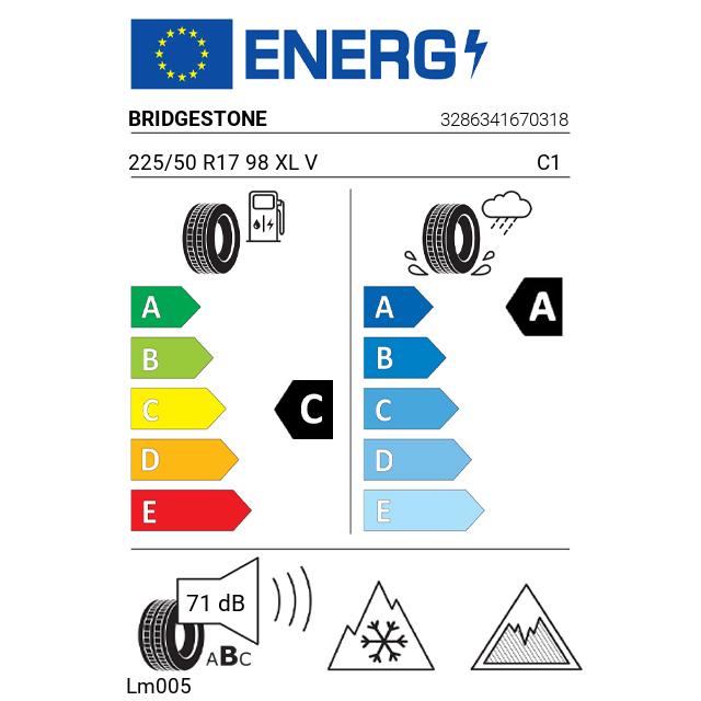 Eticheta Energetica Anvelope  225 50 R17 Bridgestone Lm005 