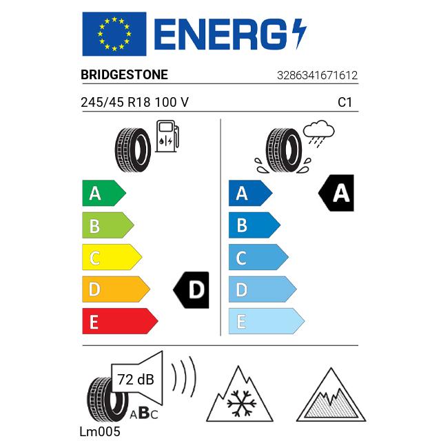Eticheta Energetica Anvelope  245 45 R18 Bridgestone Lm005 