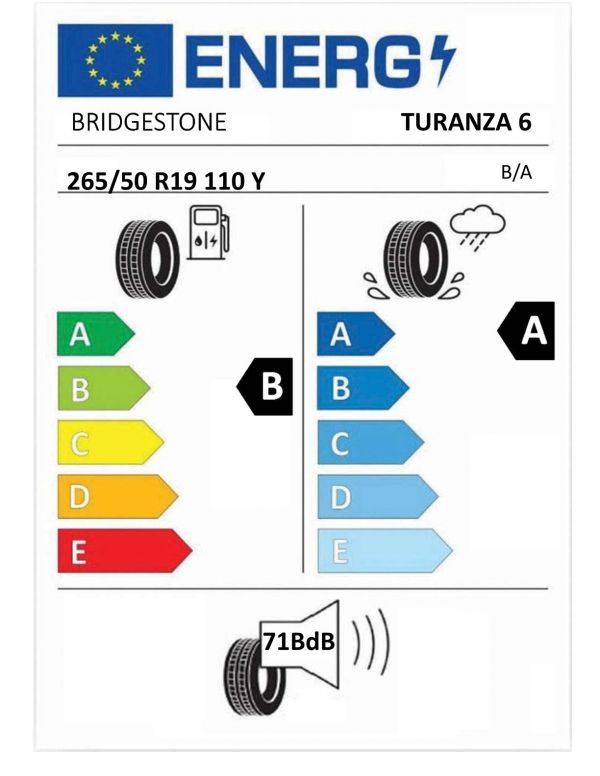 Eticheta Energetica Anvelope  265 50 R19 Bridgestone Turanza 6 