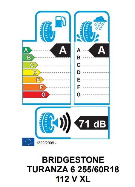 Eticheta Energetica Anvelope  255 60 R18 Bridgestone Turanza 6 