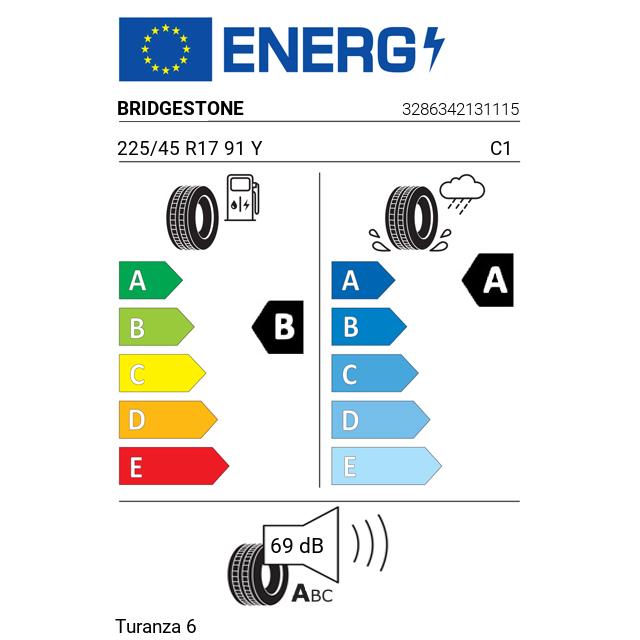 Eticheta Energetica Anvelope  225 45 R17 Bridgestone Turanza 6 