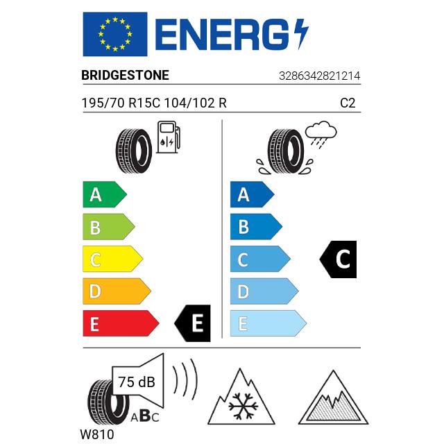 Eticheta Energetica Anvelope  195 70 R15C Bridgestone W810 