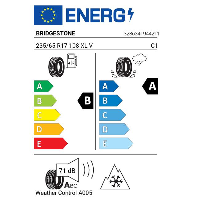 Eticheta Energetica Anvelope  235 65 R17 Bridgestone Weather Control A005 