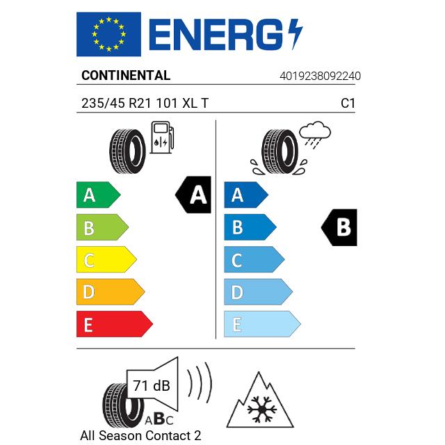 Eticheta Energetica Anvelope  235 45 R21 Continental  Contact 2 