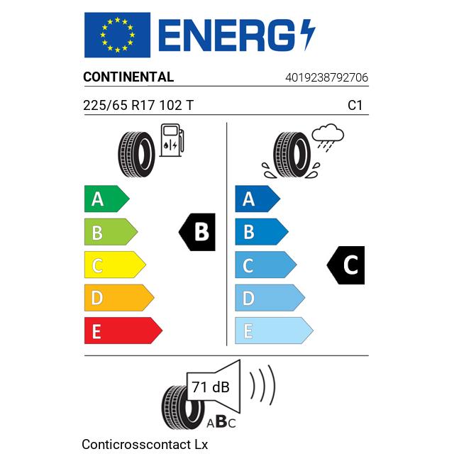 Eticheta Energetica Anvelope  225 65 R17 Continental Conticrosscontact Lx 