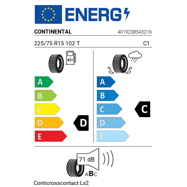 Eticheta Energetica Anvelope  225 75 R15 Continental Conticrosscontact Lx2 