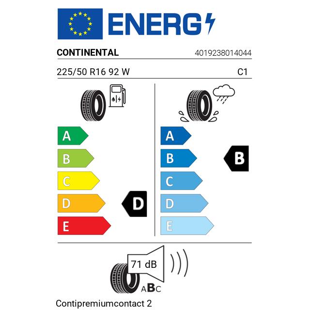 Eticheta Energetica Anvelope  225 50 R16 Continental Contipremiumcontact 2 