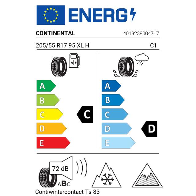 Eticheta Energetica Anvelope  205 55 R17 Continental Contiwintercontact Ts 830 P 