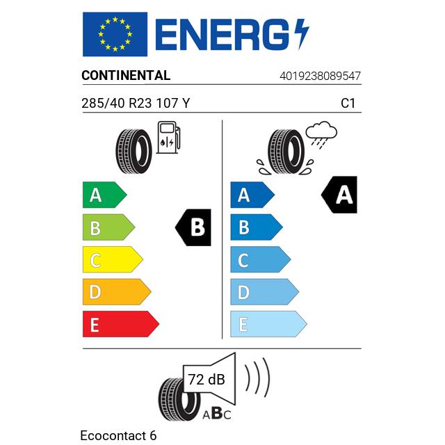 Eticheta Energetica Anvelope  285 40 R23 Continental Ecocontact 6 