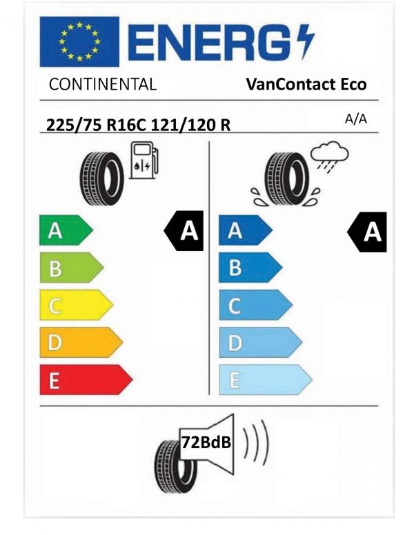 Eticheta Energetica Anvelope  225 75 R16C Continental Vancontact Eco 