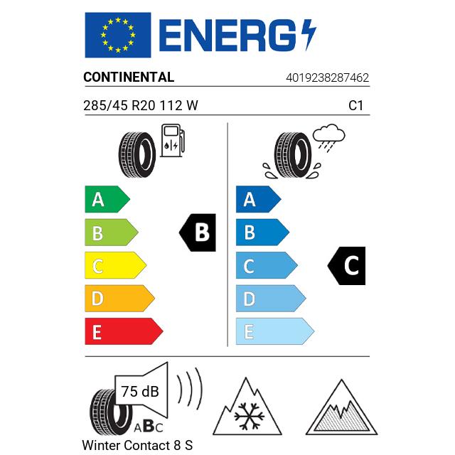 Eticheta Energetica Anvelope  285 45 R20 Continental Winter Contact 8 S 