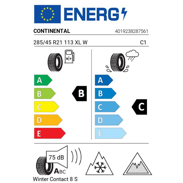 Eticheta Energetica Anvelope  285 45 R21 Continental Winter Contact 8 S 