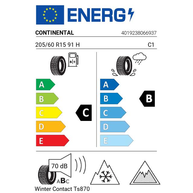 Eticheta Energetica Anvelope  205 60 R15 Continental Winter Contact Ts870 