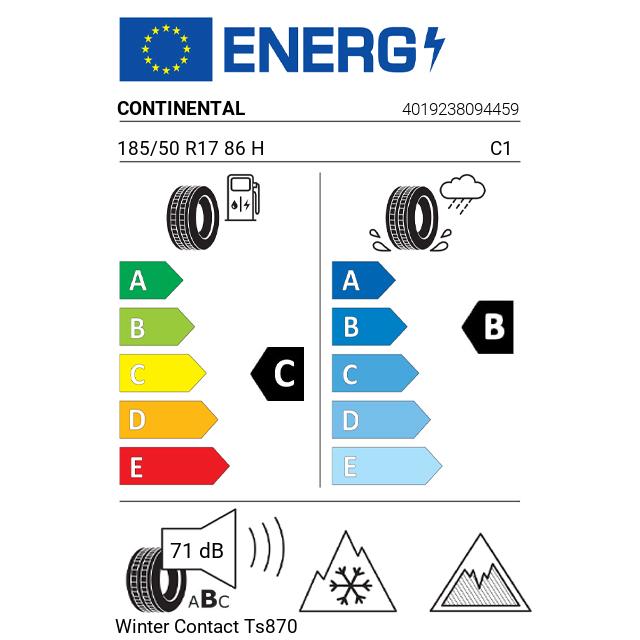 Eticheta Energetica Anvelope  185 50 R17 Continental Winter Contact Ts870 