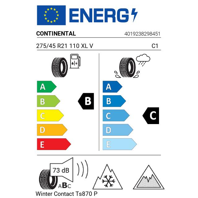 Eticheta Energetica Anvelope  275 45 R21 Continental Winter Contact Ts870 P 