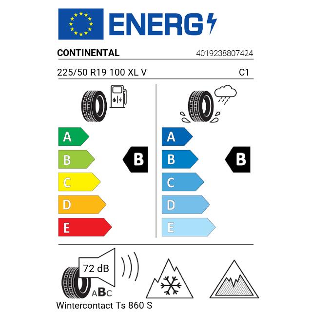 Eticheta Energetica Anvelope  225 50 R19 Continental Wintercontact Ts 860 S 