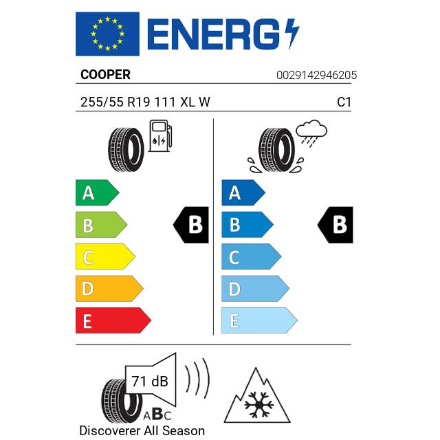 Eticheta Energetica Anvelope  255 55 R19 Cooper Discoverer  