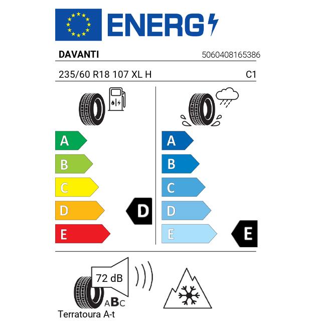 Eticheta Energetica Anvelope  235 60 R18 Davanti Terratoura A-t 