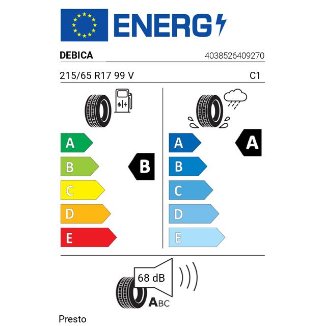 Eticheta Energetica Anvelope  215 65 R17 Debica Presto 